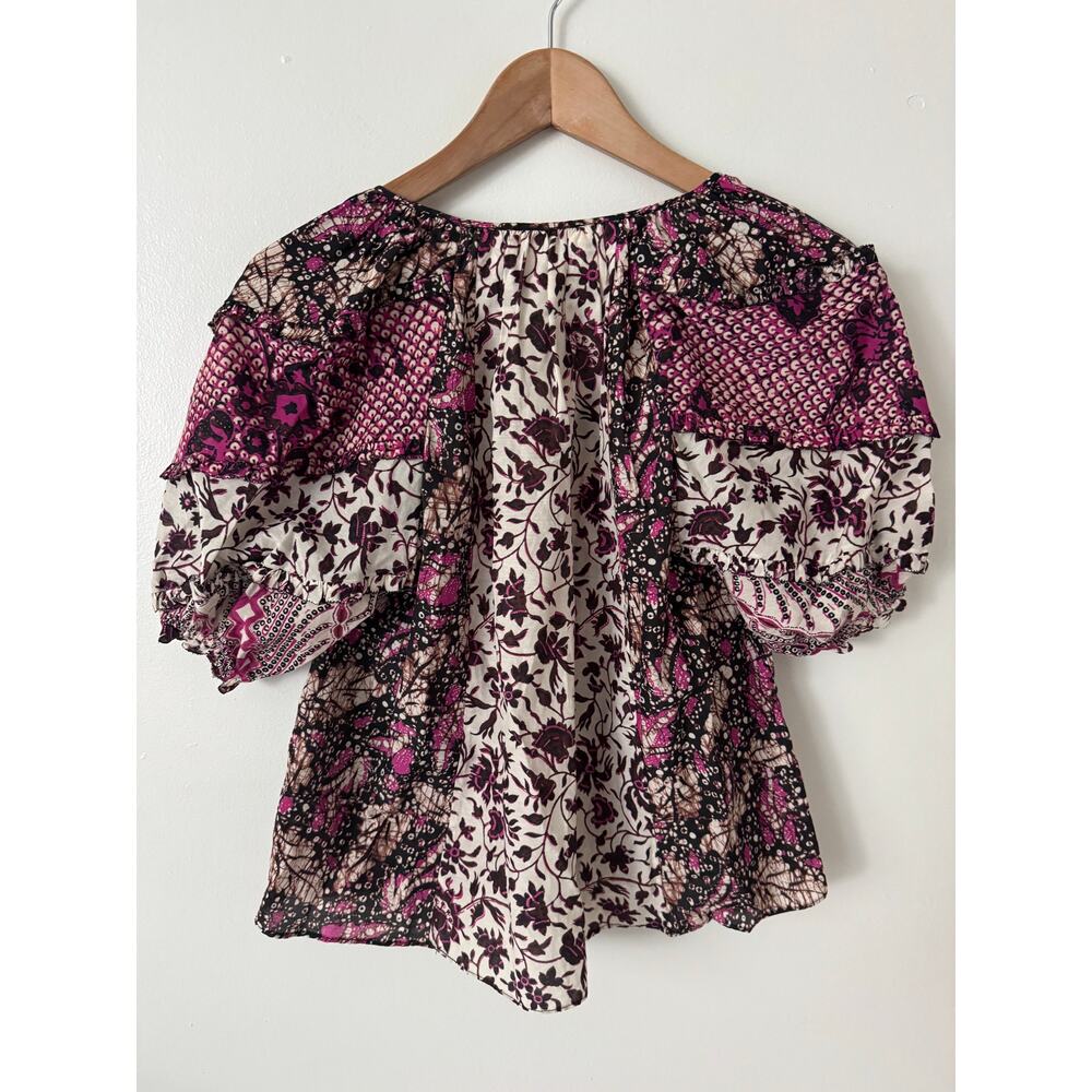 Ulla Johnson 0 Arusi Fuchsia Silk Blouse - Picture 7 of 8